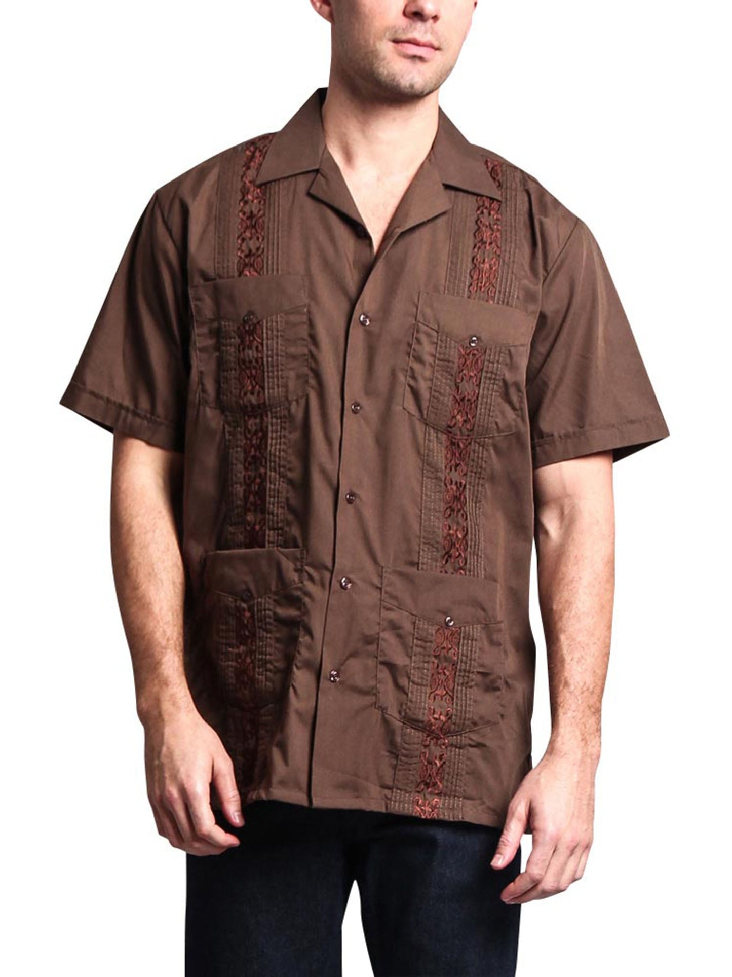Guayabera Embroidered Pleated Cuban Shirt