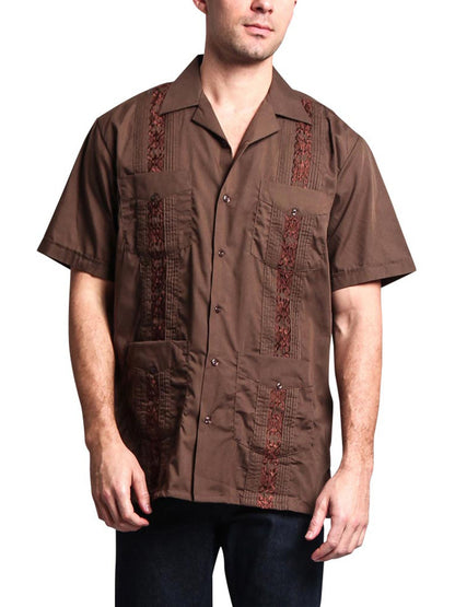 Guayabera Embroidered Pleated Cuban Shirt