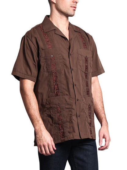 Guayabera Embroidered Pleated Cuban Shirt