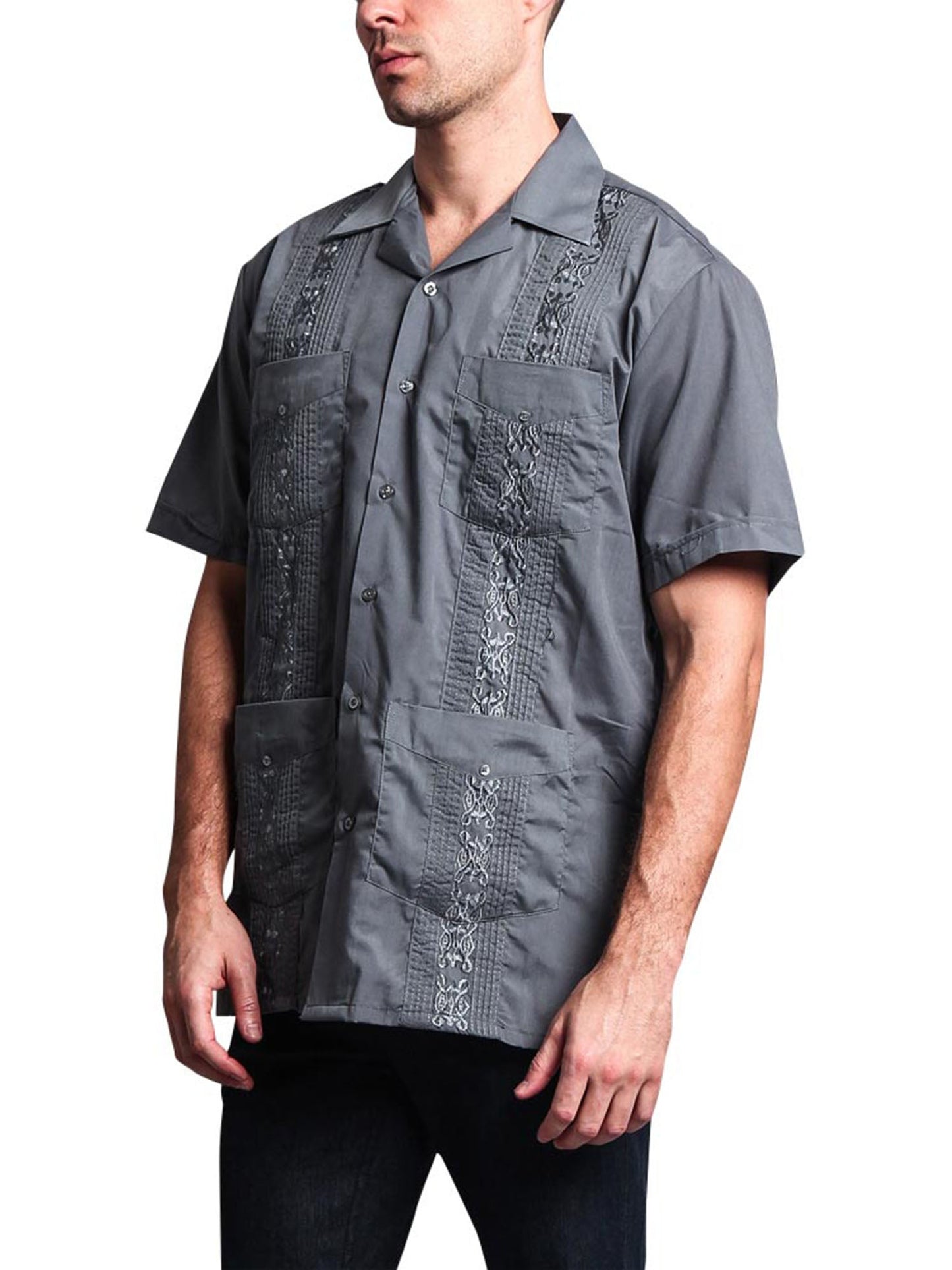 Guayabera Embroidered Pleated Cuban Shirt
