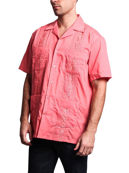 Guayabera Embroidered Pleated Cuban Shirt