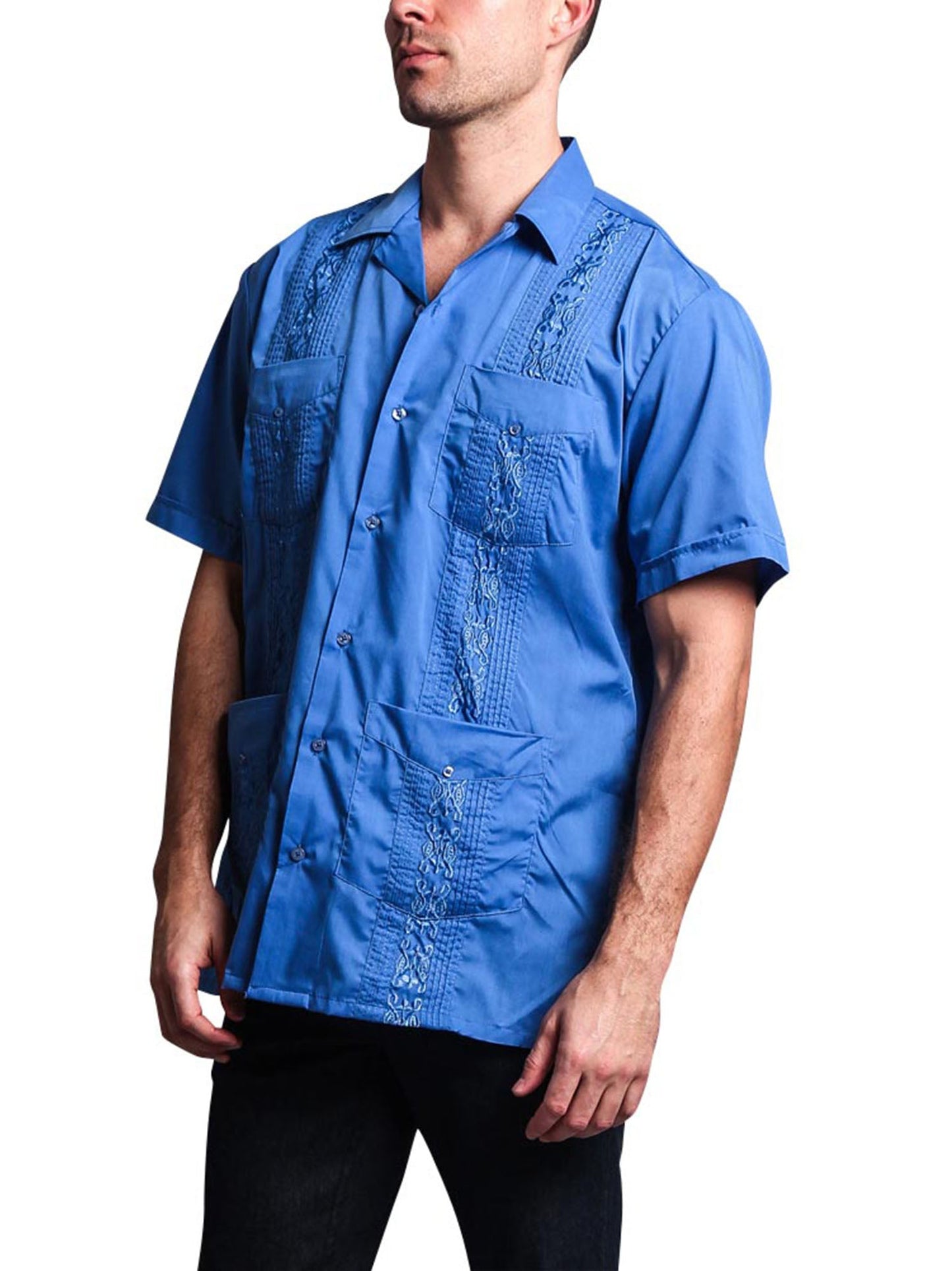Guayabera Embroidered Pleated Cuban Shirt