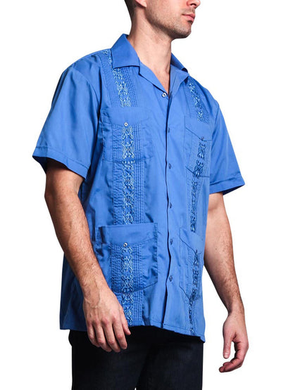 Guayabera Embroidered Pleated Cuban Shirt