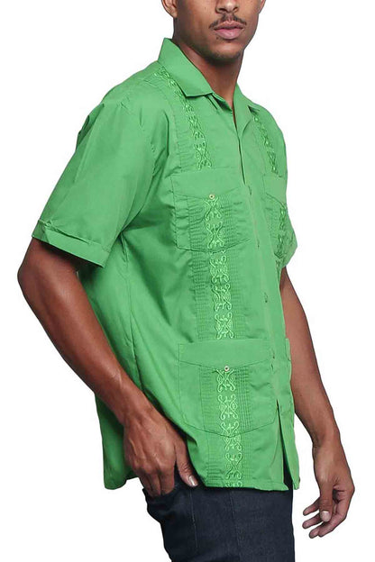 Guayabera Embroidered Pleated Cuban Shirt