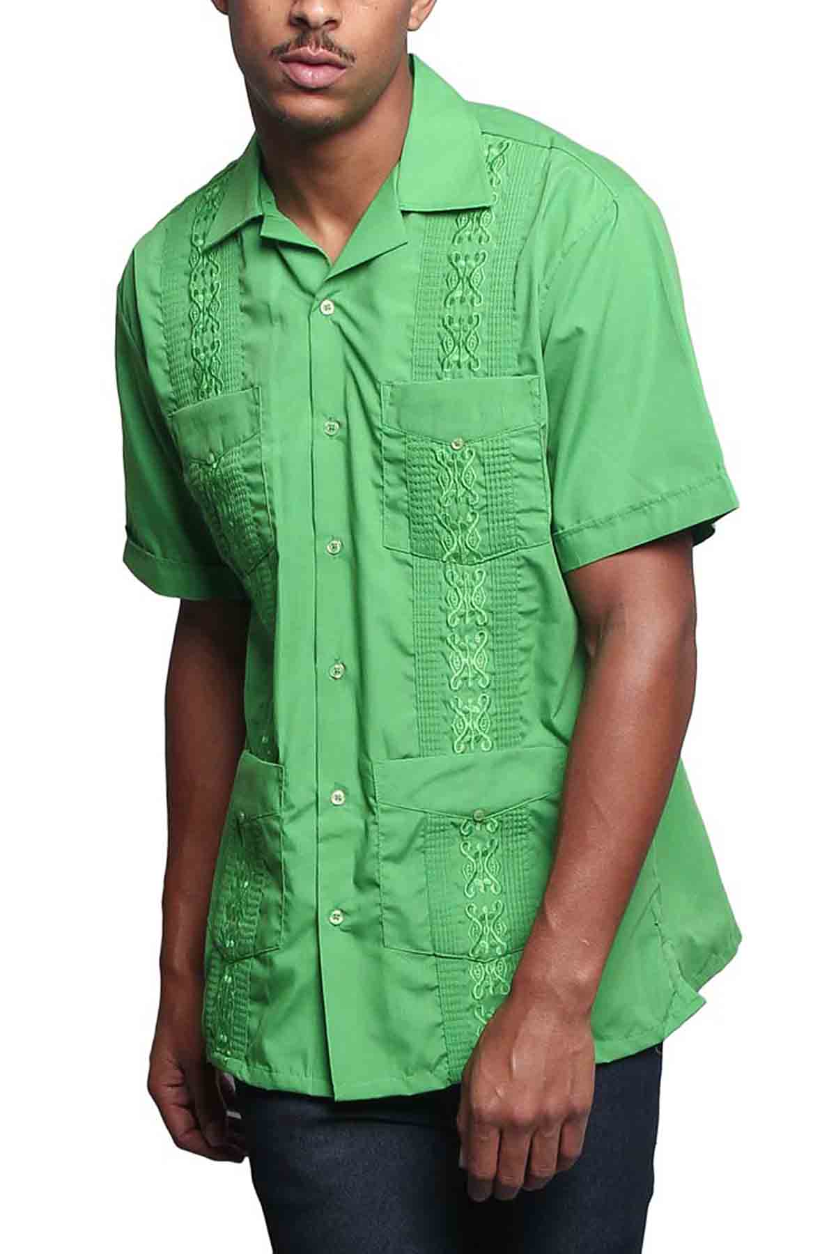 Guayabera Embroidered Pleated Cuban Shirt