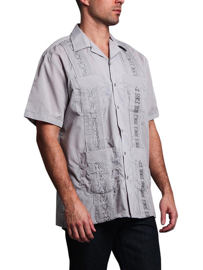 Guayabera Embroidered Pleated Cuban Shirt