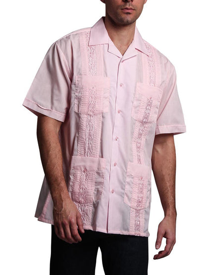 Guayabera Embroidered Pleated Cuban Shirt