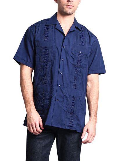 Guayabera Embroidered Pleated Cuban Shirt