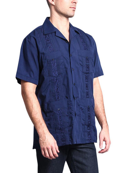 Guayabera Embroidered Pleated Cuban Shirt