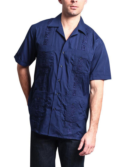 Guayabera Embroidered Pleated Cuban Shirt