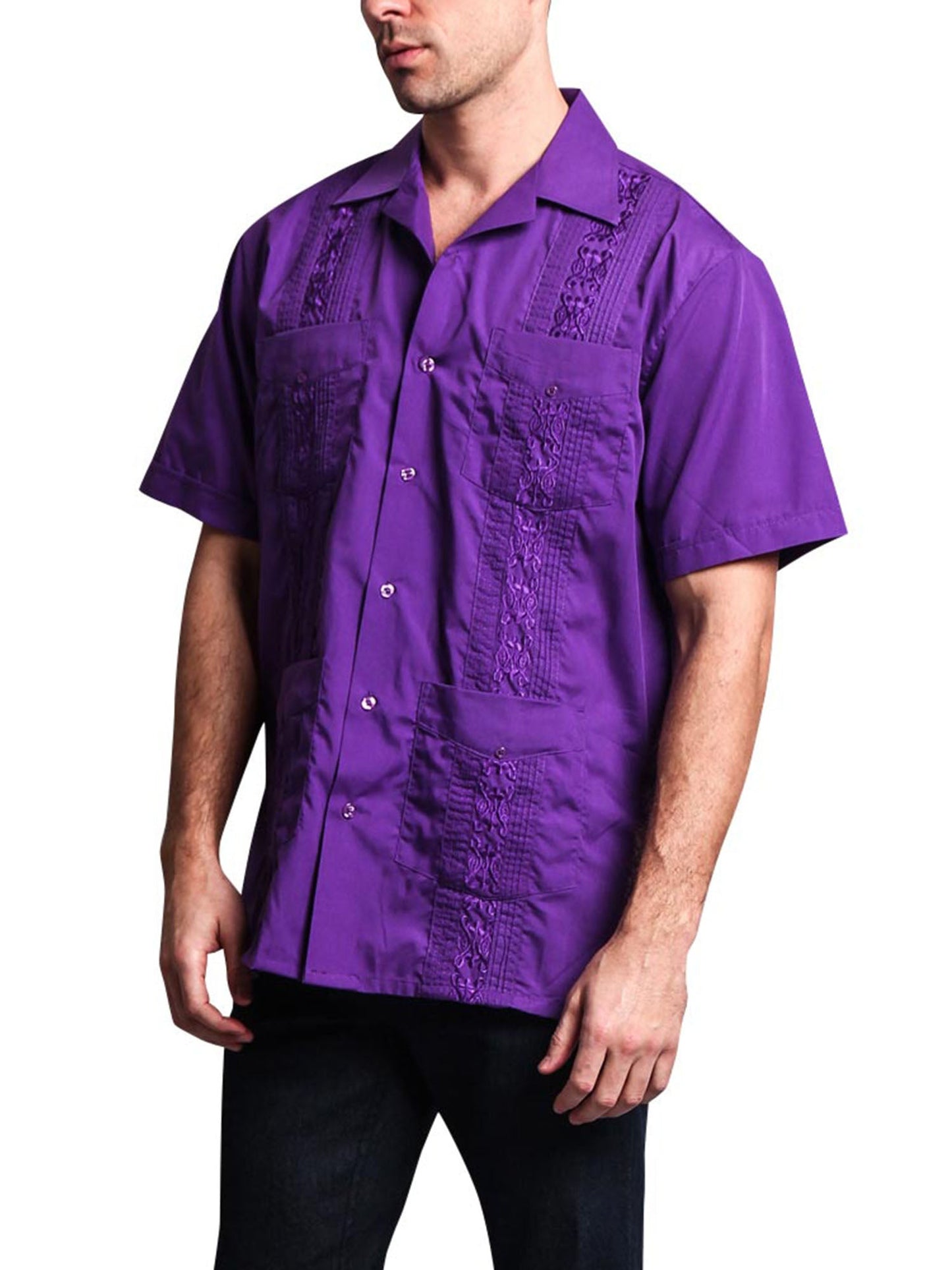 Guayabera Embroidered Pleated Cuban Shirt