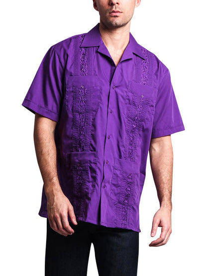 Guayabera Embroidered Pleated Cuban Shirt