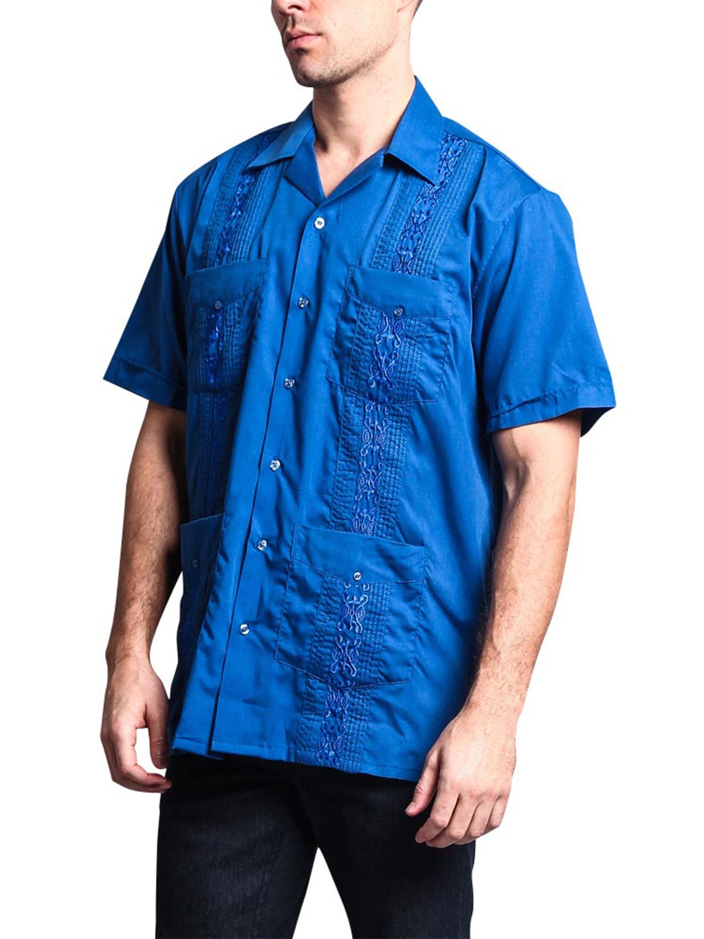 Guayabera Embroidered Pleated Cuban Shirt
