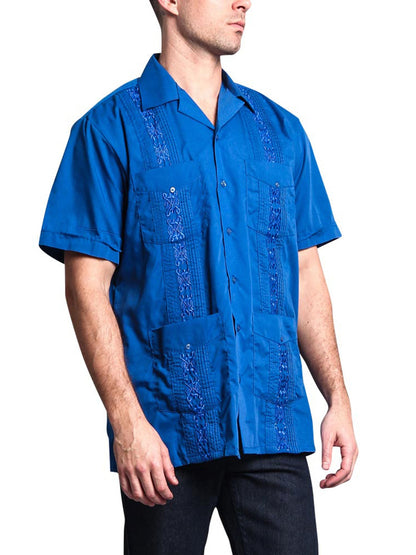Guayabera Embroidered Pleated Cuban Shirt