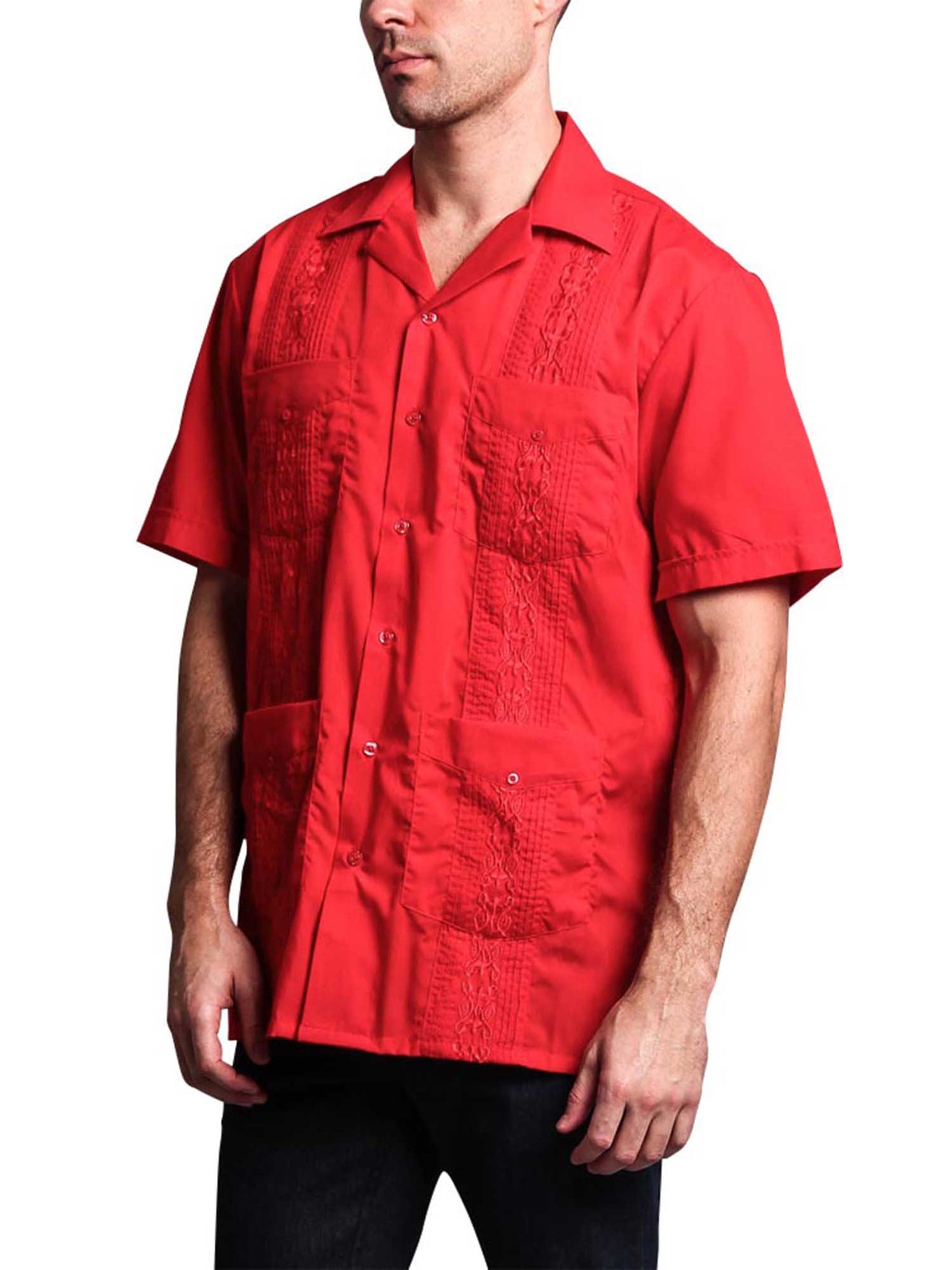 Guayabera Embroidered Pleated Cuban Shirt
