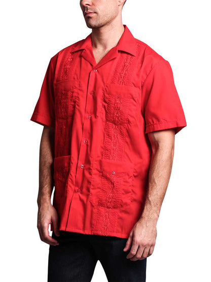 Guayabera Embroidered Pleated Cuban Shirt