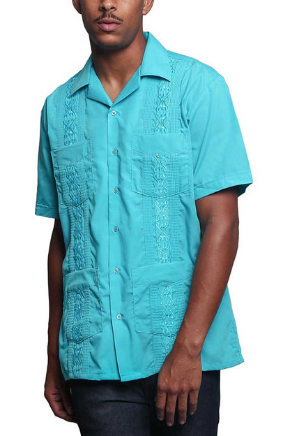 Guayabera Embroidered Pleated Cuban Shirt