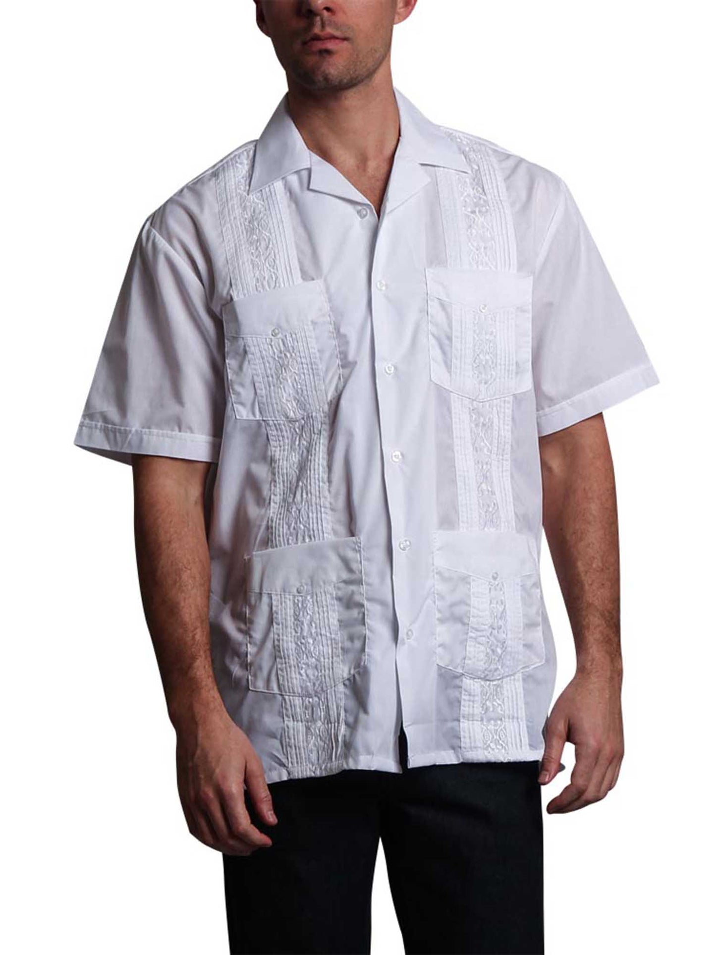 Guayabera Embroidered Pleated Cuban Shirt