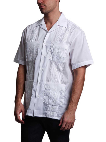 Guayabera Embroidered Pleated Cuban Shirt