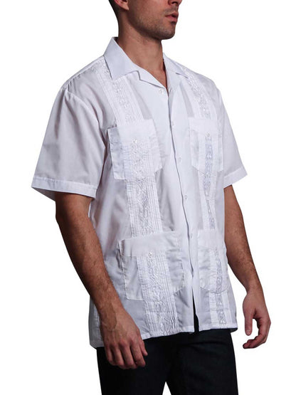 Guayabera Embroidered Pleated Cuban Shirt