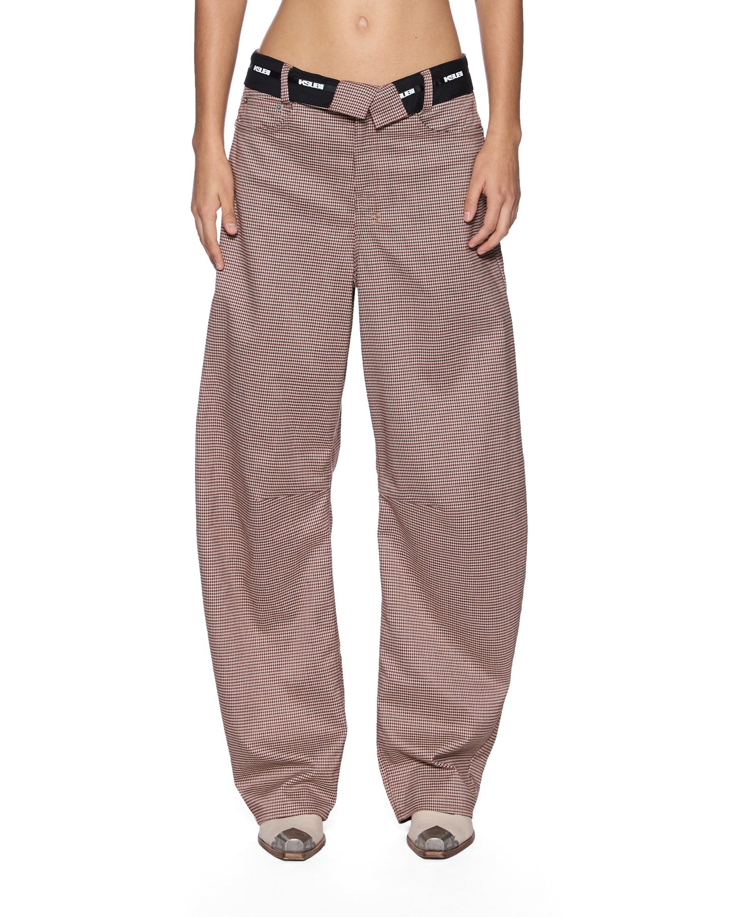 BARREL TROUSER FLIP HOUNDSTOOTH