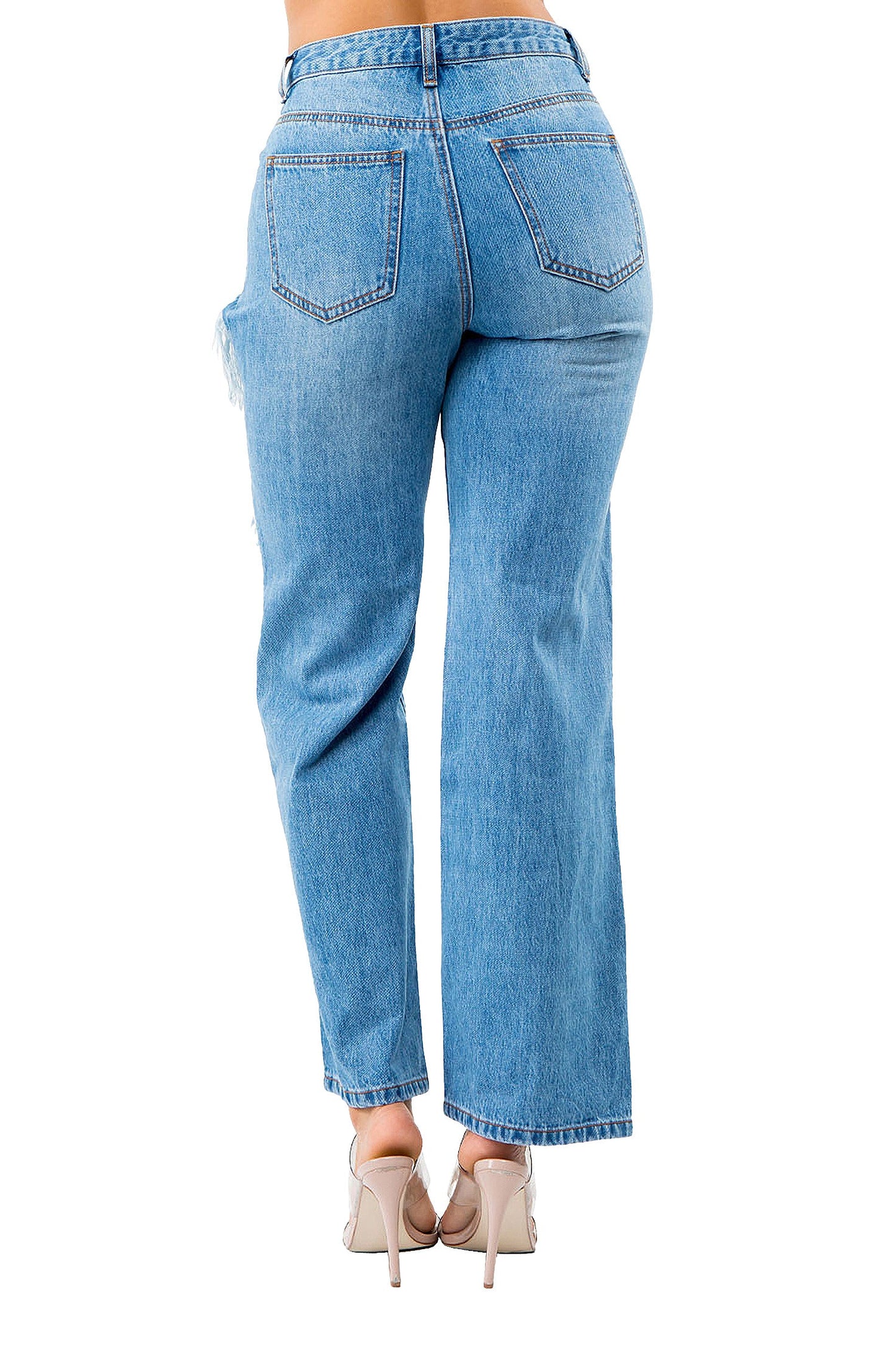 Women's High Distressed Wide Fit Denim Jeans