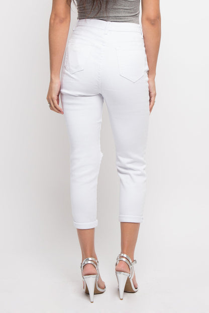Destroyed Cropped High Rise Boyfriend Jeans