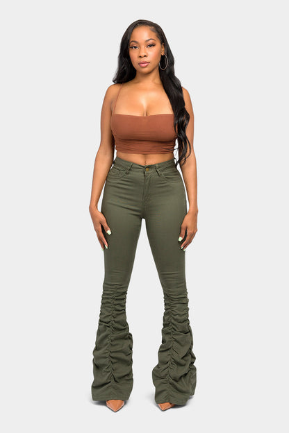 High Waisted Shirred Jeans