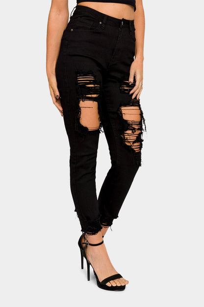 Destroyed High Rise Skinny Jeans