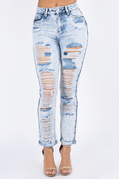 High Waist Acid Wash Mom Jeans