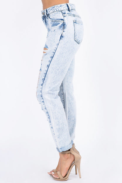 High Waist Acid Wash Mom Jeans