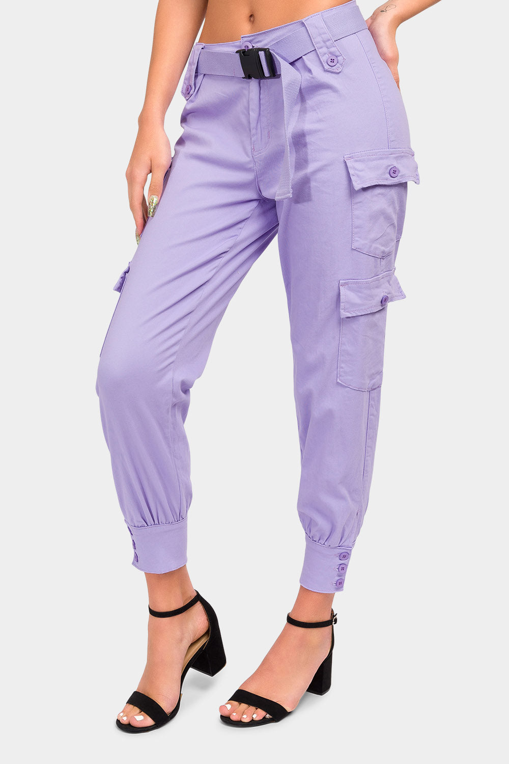 High Waist Cargo Pants with Belt