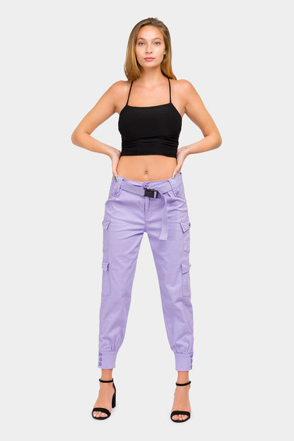 High Waist Cargo Pants with Belt
