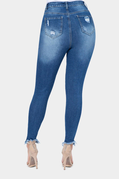 Distressed High Rise Skinny Jeans