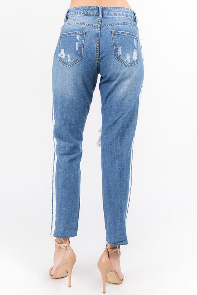 Distressed Two Striped Jeans