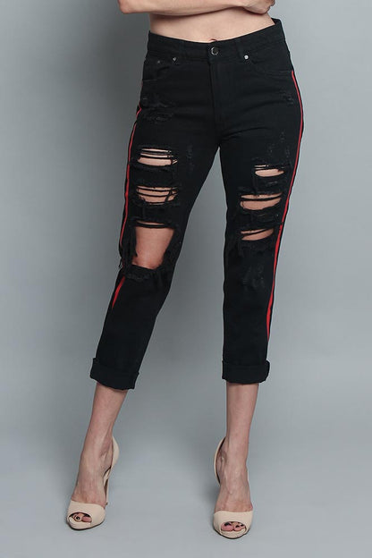 Distressed Two Striped Jeans