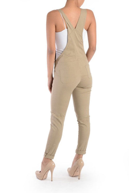 Women's Solid Skinny Overalls