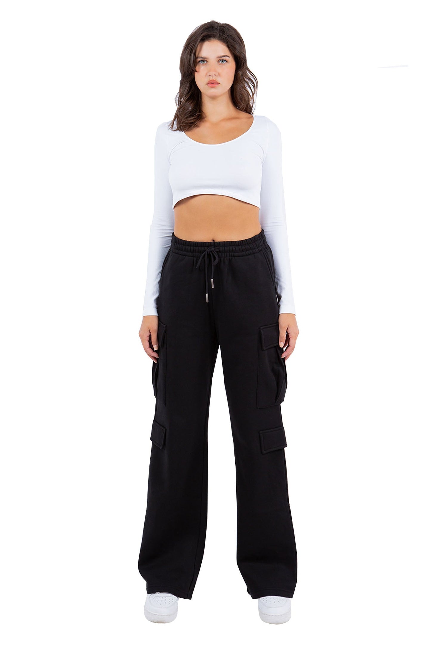 Women's Essential High Waist Wide Fit Cargo Sweat Pants