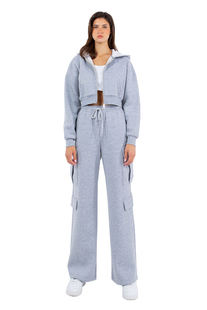 Women's Essential High Waist Wide Fit Cargo Sweat Pants