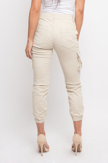 Women's Essential Basic Cropped Colored Cargo Joggers