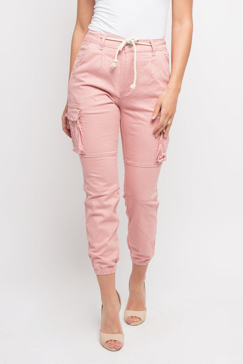 Women's Essential Basic Cropped Colored Cargo Joggers