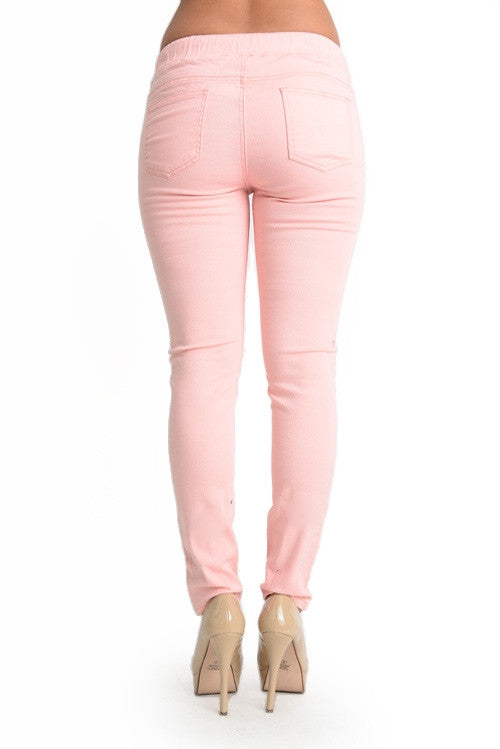 Women's Solid Ripped Skinny Jogger Pants