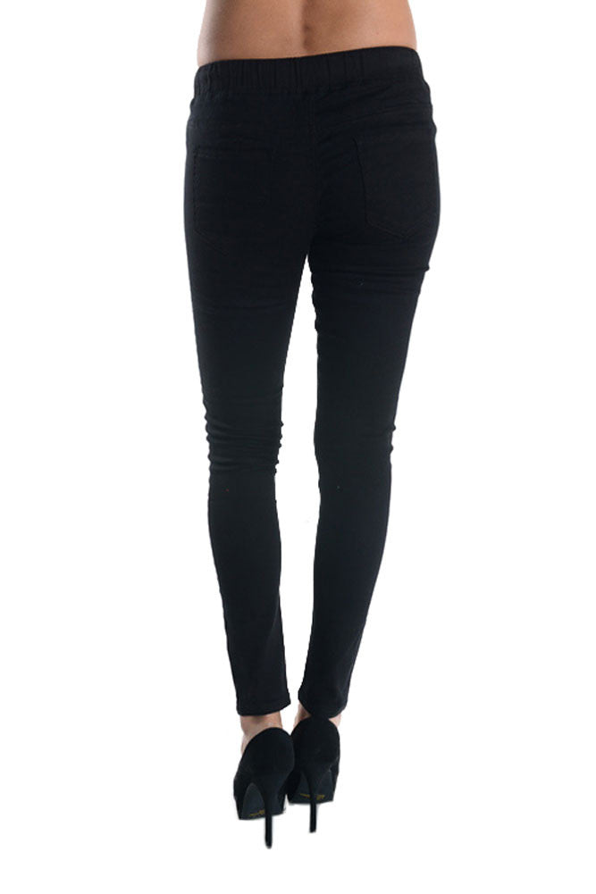 Women's Solid Ripped Skinny Jogger Pants