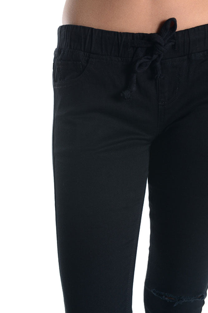 Women's Solid Ripped Skinny Jogger Pants