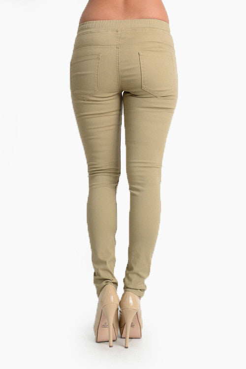 Women's Solid Ripped Skinny Jogger Pants