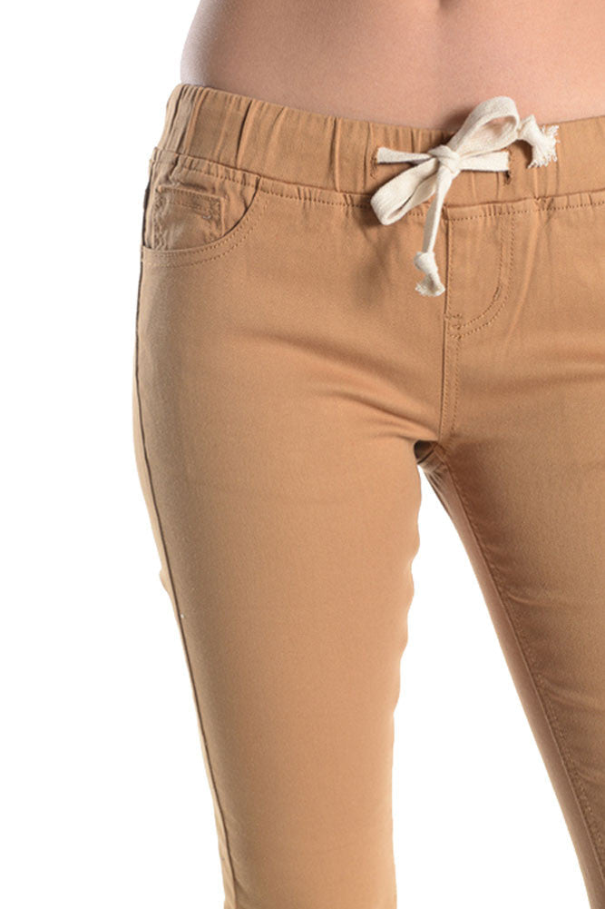 Women's Solid Ripped Skinny Jogger Pants