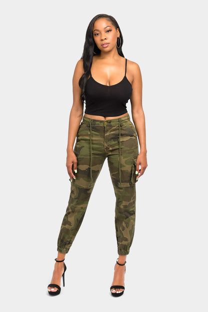 Women's Essential Basic Cropped Colored Cargo Joggers