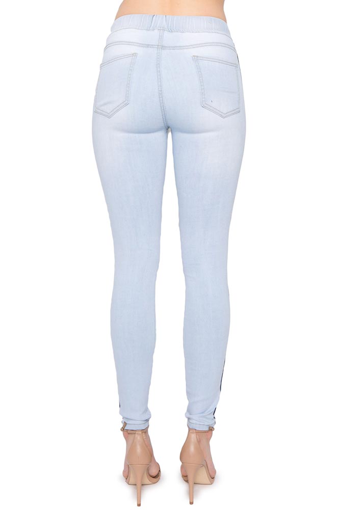Destroyed Denim Side Striped Jogger