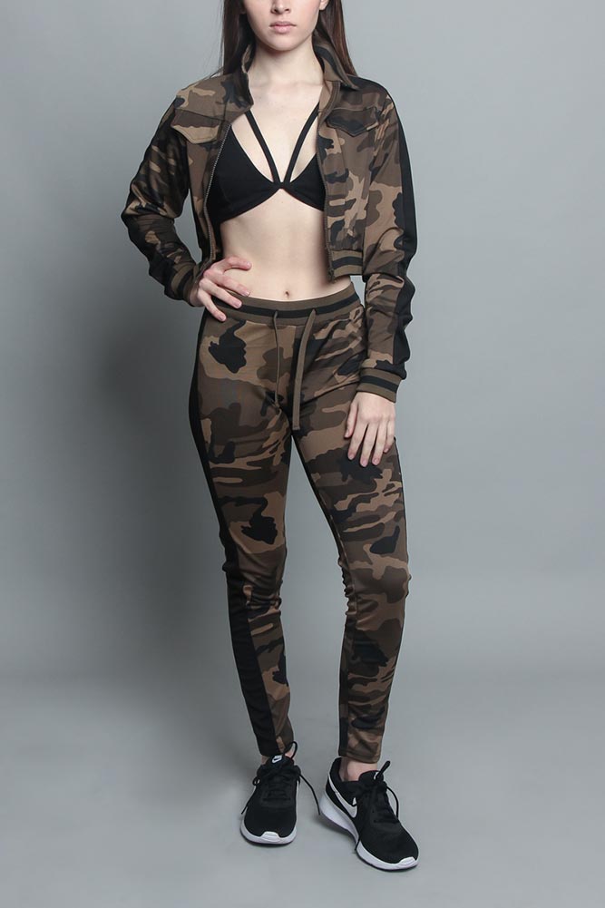 Striped Camo Track Suit