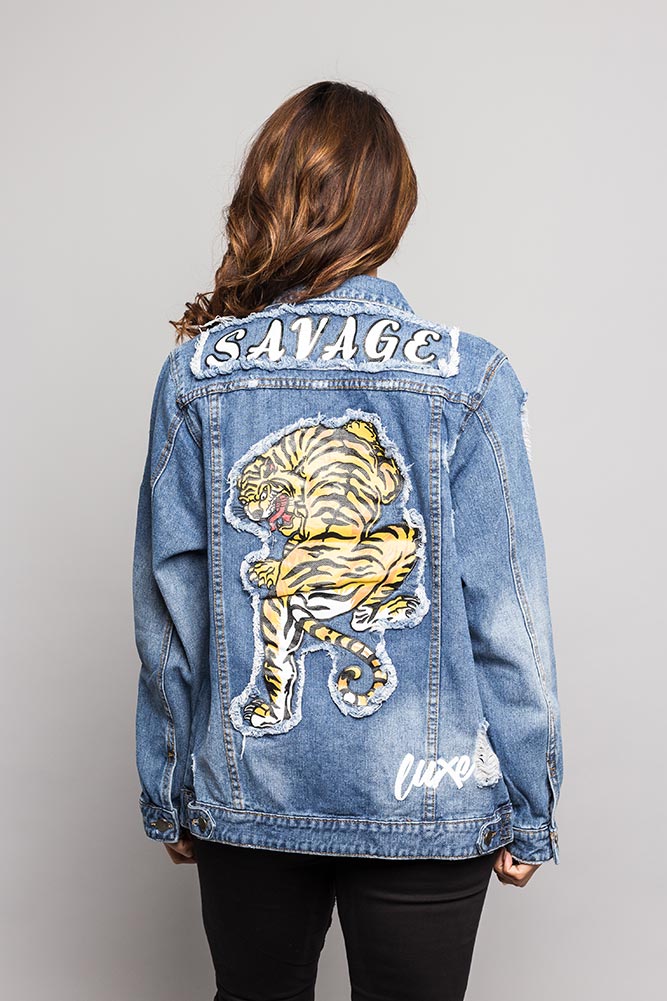 Good Times Savage Tiger Denim Jean Jacket